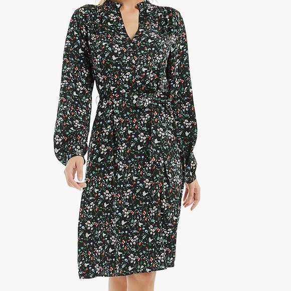 EUC Basic Model Black Floral BoHo Professional Dress Size L - Picture 4 of 10